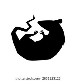Dead Rat Silhouette Graphic Isolated on White Background