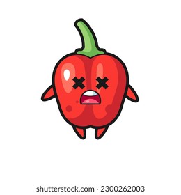 the dead red bell pepper mascot character , cute style design for t shirt, sticker, logo element