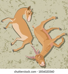 Dead saigas on dry soil.
