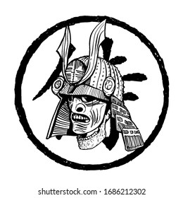 Ilustración vectorial del tatuaje samurai muerto