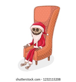 
dead santa claus sits in chair  skeleton  christmas holiday  new year  vector