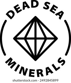 minerales del mar muerto icono de contorno negro círculo redondo etiqueta de sello de sello de sello aislado sobre fondo transparente