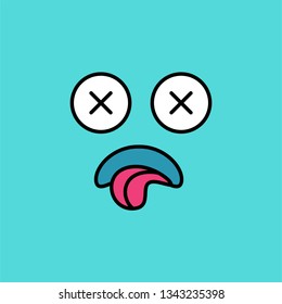 Dead, sick emoji vector illustration
