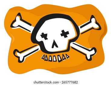 Dead Skull with Bones Cartoon. Editable EPS10 Vector and jog illustration. 