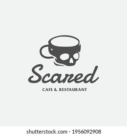 dead skull cup coffee logo for cafe and restaurant logo