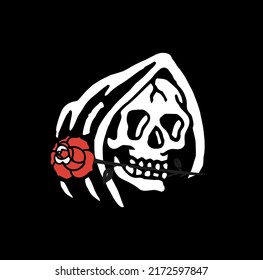 Dead Skull With Flower, free vector