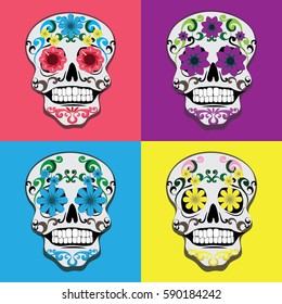 Dead Skull Flowery Mexican Day Celebration.