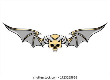The dead skull with the goat horns and the iron bat wings of illustration