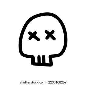 Dead skull line art design vector. Hand drawn character symbol. 