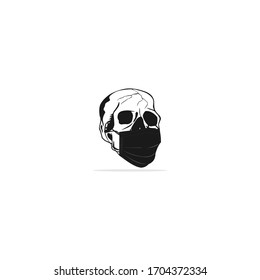 dead skull with medical mask vector