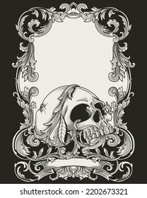 dead skull with vintage heraldic frame 