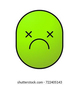 Dead smile color icon. Tired, depressed face. Isolated vector illustration