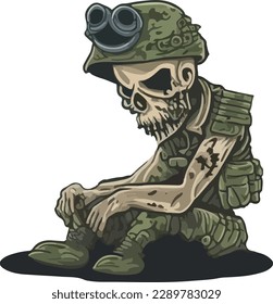 Dead soldier multicolor vector illustration isolated on white background