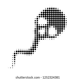 Dead sperm halftone dotted icon. Halftone pattern contains round elements. Vector illustration of dead sperm icon on a white background.