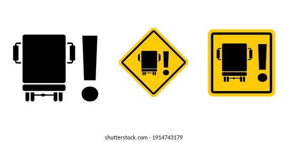 Dead spot in trucks Blind spot or dead corner zone and the overlooking of bikers Warning lorry rearview mirror Vector truck pictogram Blind angle area Right turn Traffic sign Rear view mirror lorries