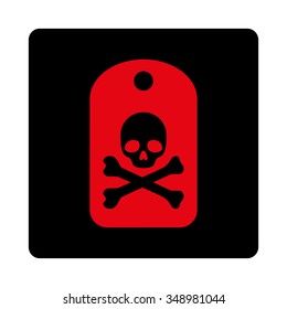 Dead Sticker vector icon. Style is flat rounded square button, intensive red and black colors, white background.
