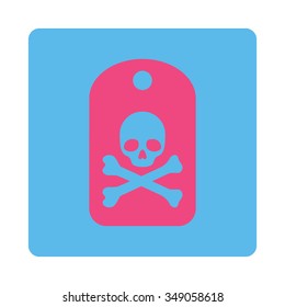 Dead Sticker vector icon. Style is flat rounded square button, pink and blue colors, white background.