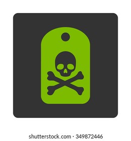Dead Sticker vector icon. Style is flat rounded square button, eco green and gray colors, white background.