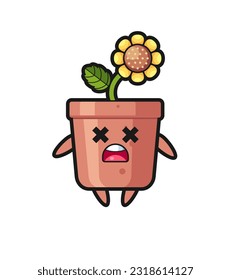 the dead sunflower pot mascot character , cute style design for t shirt, sticker, logo element