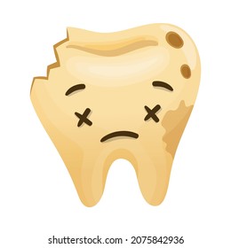 Dead tooth. Oral care, mouth hygiene, teeth restoration concept cartoon vector illustration