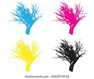 Dead tree 4 color vector CMYK