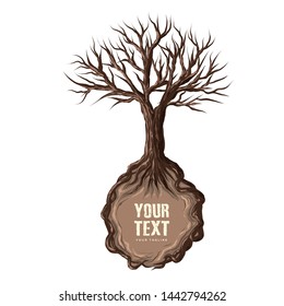Dead tree with banner, vector illustration