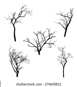 dead tree branch vector illustration, tree branch silhouette