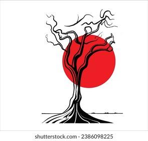 A dead tree circle, vector file .