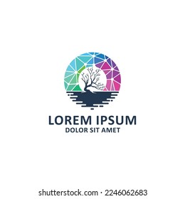 Dead Tree and color spectrum logo design