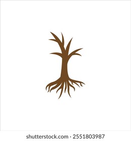 Dead tree design with brown color and white background