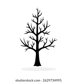 Ícone de árvore morta. Ícone de árvore preta morta isolado no fundo branco. Ilustração vetorial