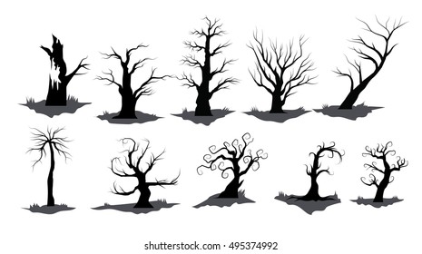 dead tree icon element set for Halloween. vector illustration