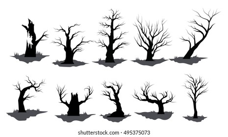 dead tree icon element set for Halloween. vector illustration