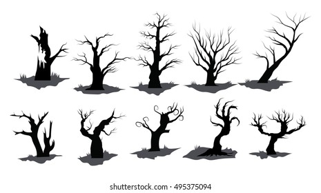 dead tree icon element set for Halloween  vector illustration