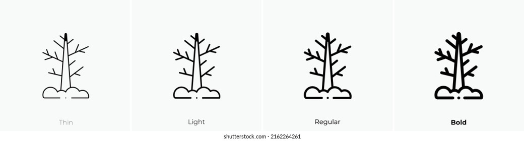 Dead Tree Icon. Linear Style Sign Isolated On White Background. Vector Illustration.