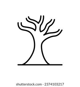 Dead tree icon. Simple outline style. Dry tree, leafless, trunk, old wood, nature concept. Thin line symbol. Vector illustration isolated.