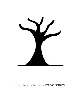 Dead tree icon. Simple solid style. Dry tree, leafless, trunk, old wood, nature concept. Silhouette, glyph symbol. Vector illustration isolated.