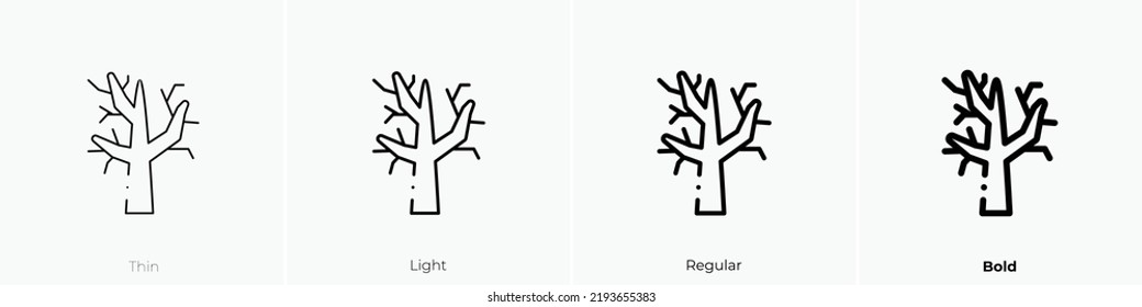 Dead Tree Icon. Thin, Light Regular And Bold Style Design Isolated On White Background