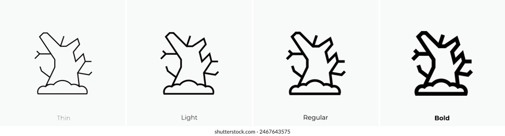 dead tree icon. Thin, Light Regular And Bold style design isolated on white background