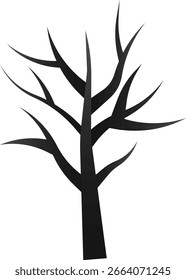Tote Baum-Icons Blattlose, getrocknete und unfruchtbare Silhouetten