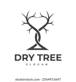 Dead Tree Illustration Logo Design, Global Warming, Vector Icon