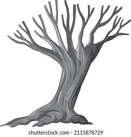Árbol muerto aislado en ilustración de fondo blanco