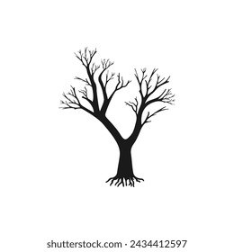 Dead tree. Leafless plant icon flat style isolated on white background. Vector illustration