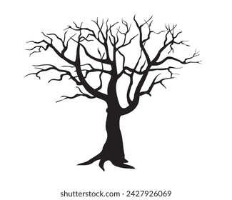 Dead Tree, Leafless Tree vector illustration isolated on white background, eps