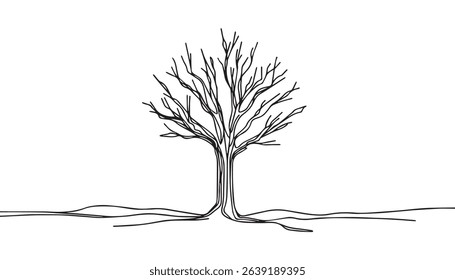 Dead tree line art isolated on white background
