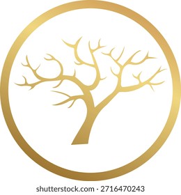 Diseño de logo de árbol muerto. Diseño de logotipo dorado. Diseño de logotipo de moda.