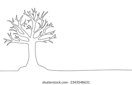 Toter Baum. Ein einheitliches Konzept-Naturbanner. Line Art, Umriss, Silhouette, Vektorgrafik.