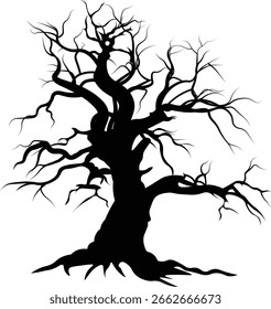 Vector de vista frontal de silueta de árbol muerto 