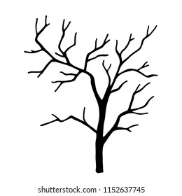 Dead tree silhouette, hand drawn