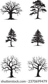 Dead Tree Silhouette: A Haunted Halloween Vector Illustration. Includes Spooky Trees and Leafless Branches